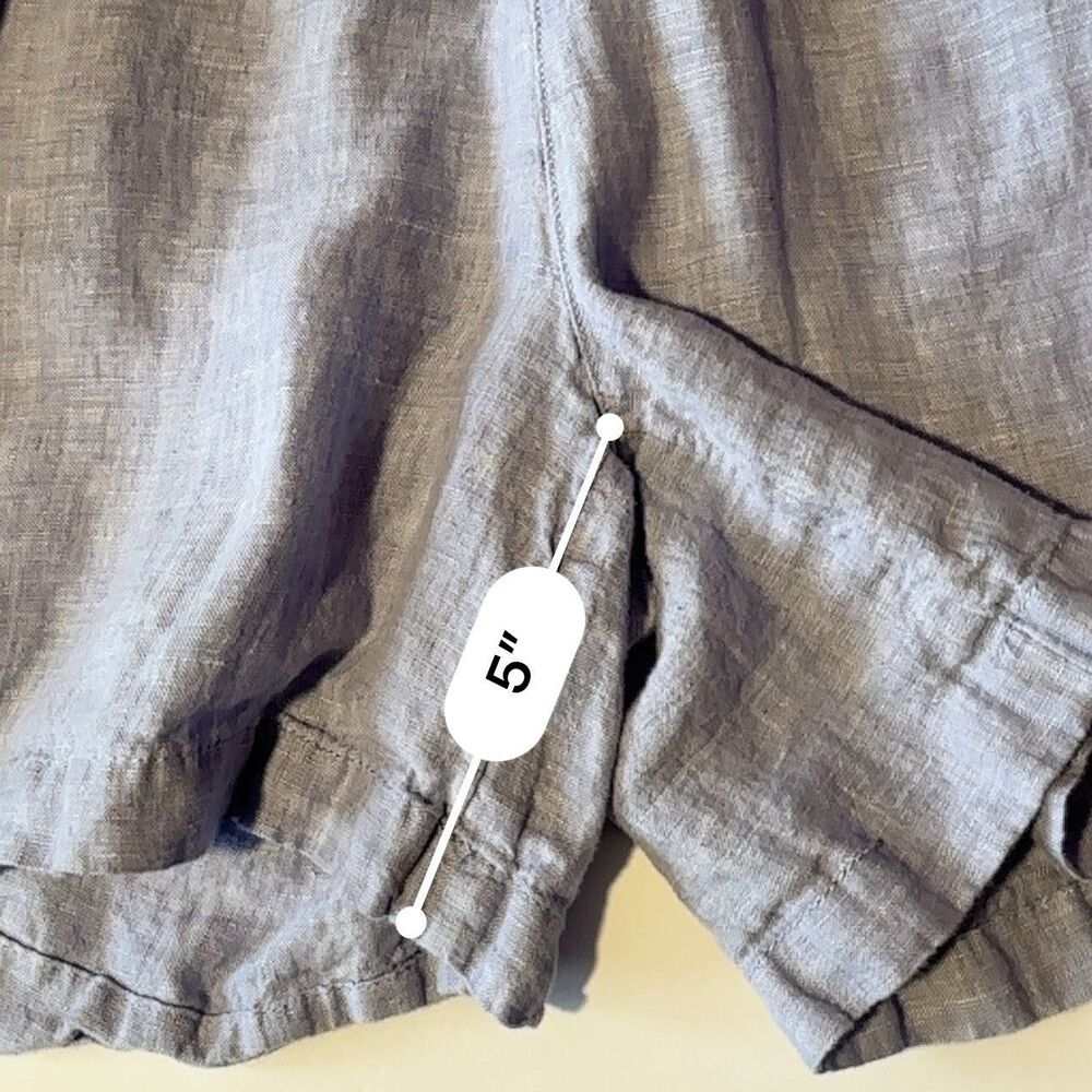 Tahari Linen Shorts Women's Size 1X Blue Drawstring Pockets Breathable Vacation - Picture 6 of 6